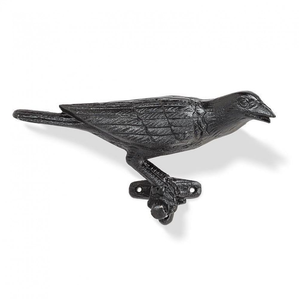 AB-27-IRONAGE-617 11 in. Crow on Branch Facing Right Decoration, Black