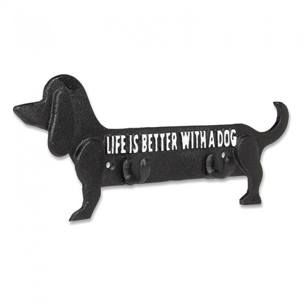 AB-27-IRONAGE-620-Q01 10 in. Life is Better with a Dog Shaped Hook, Black