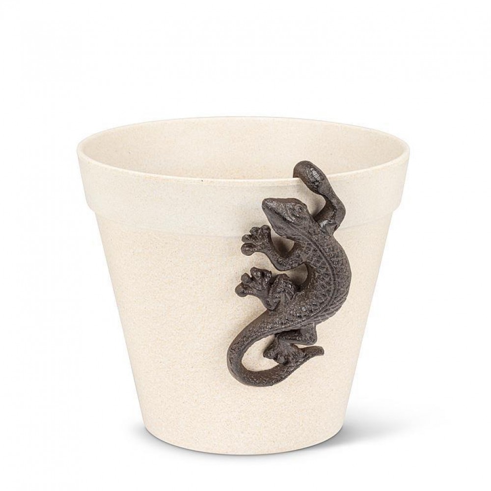 AB-27-IRONAGE-623-Q01 4 in. Climbing Lizard Pot Hanger Decoration, Dark Brown