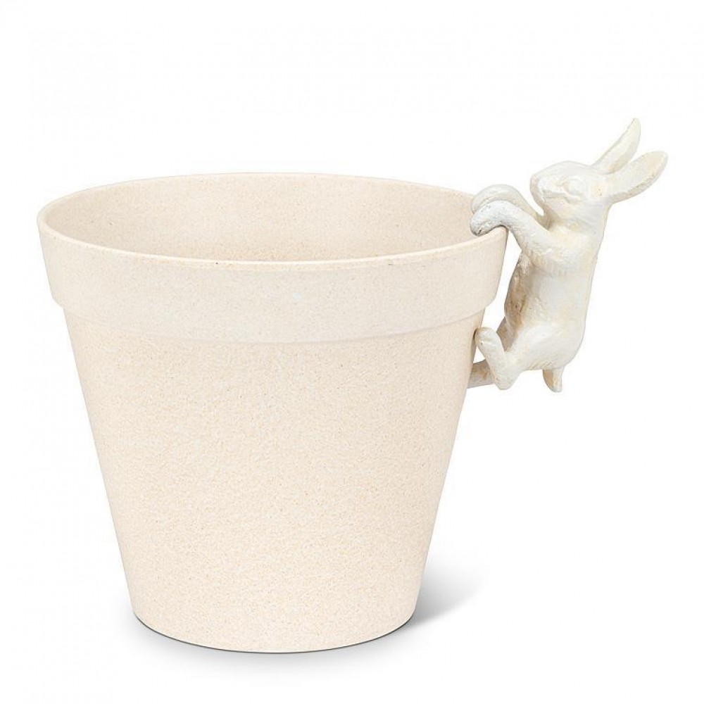 AB-27-FORGE-52 4 in. Climbing Bunny Pot Hanger Hook, Antique White