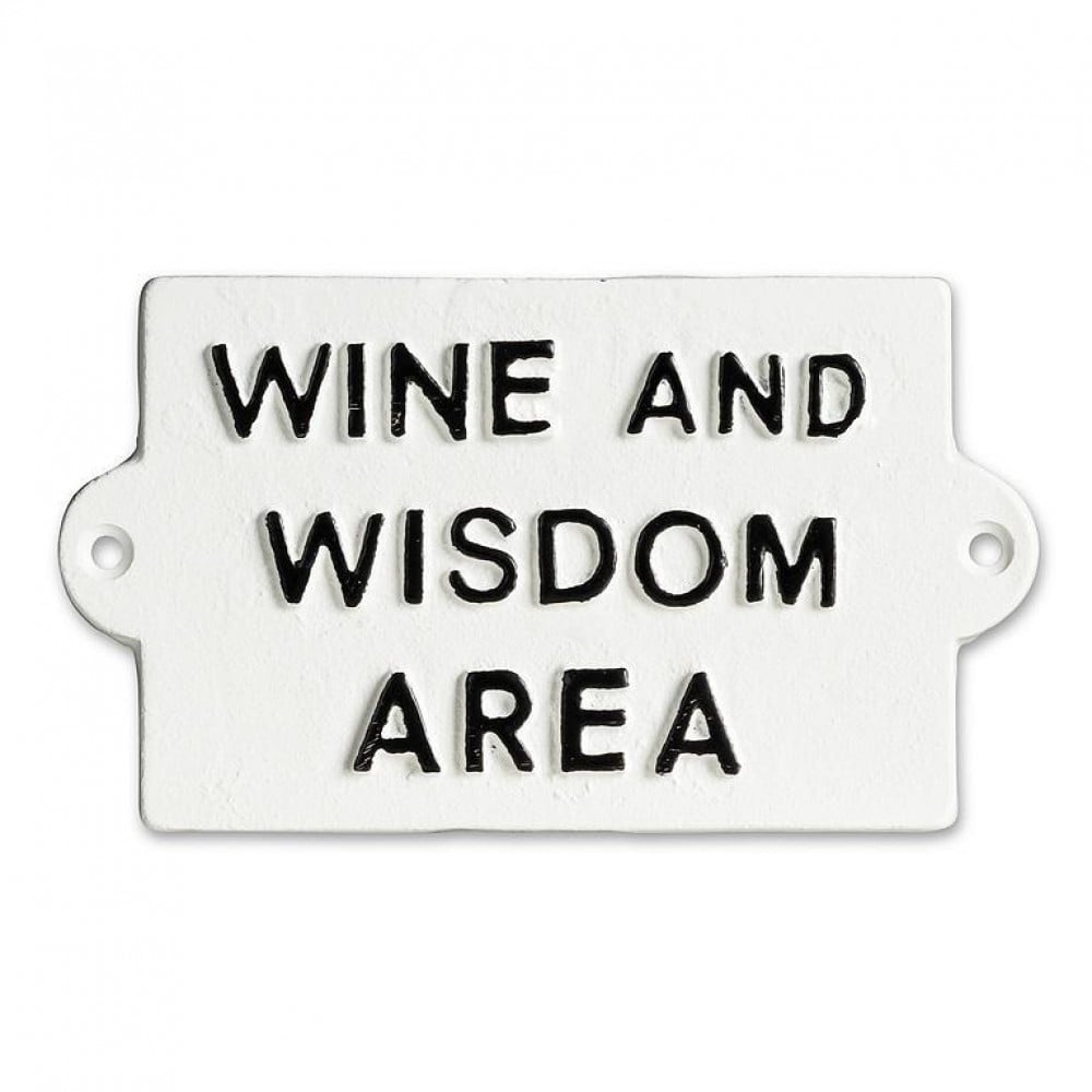 AB-27-FORGE-50 6 in. Wine & Wisdom Area Sign, Antique White