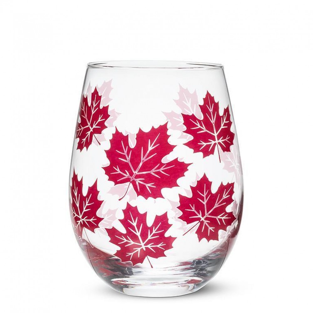 Picture of MDR Trading AB-27-TRUENORTH-SG-Q01 14 oz Maple Leaves Stemless Wine Glass, Red