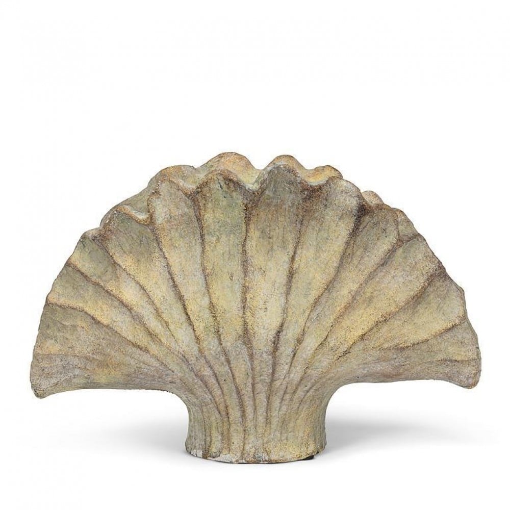 AB-27-FANSHELL-140 12 in. Fan Shell Planter, Green & Gray