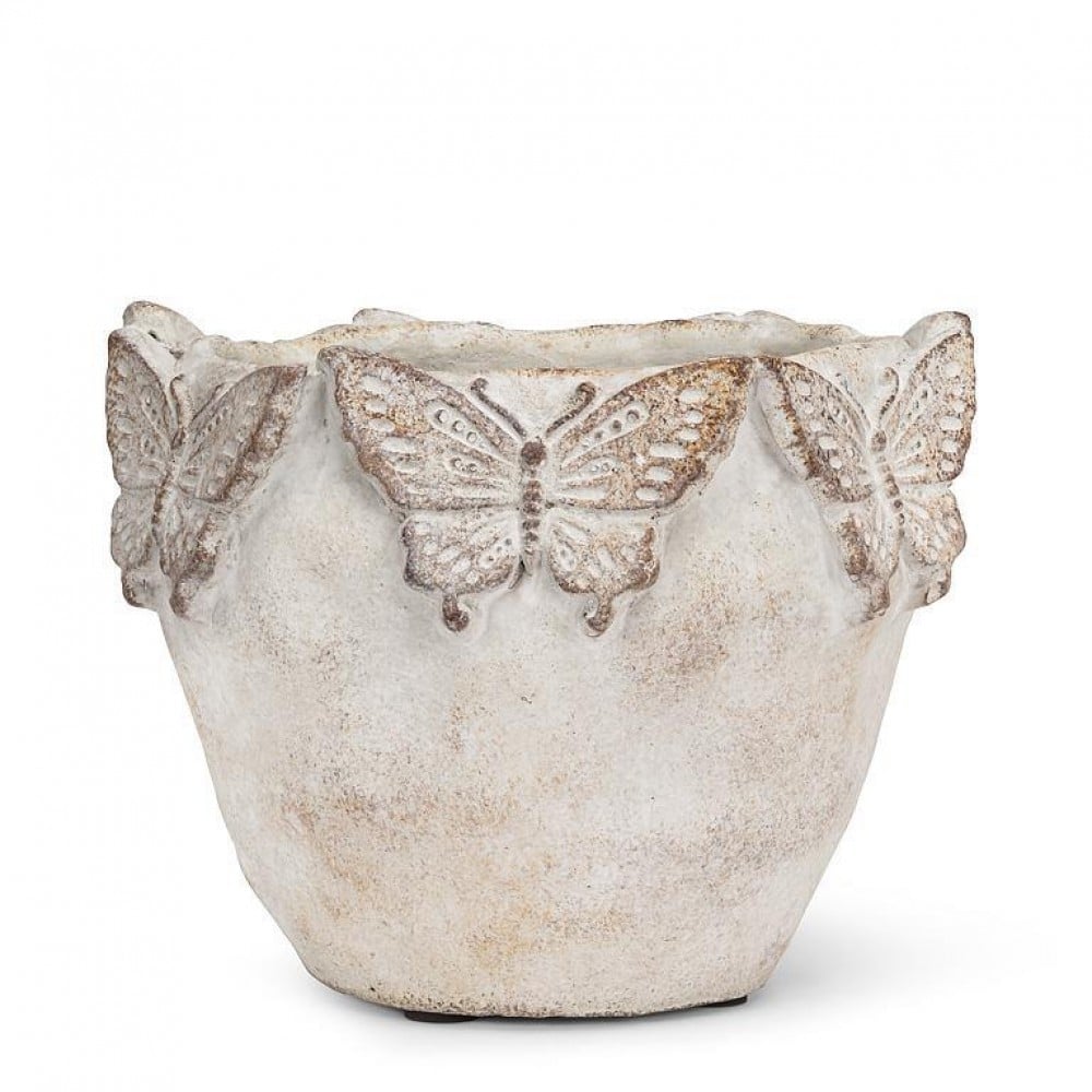 AB-27-BUTTERFLY-041-SM 5.5 in. Small Butterfly Edged Planter, Gray