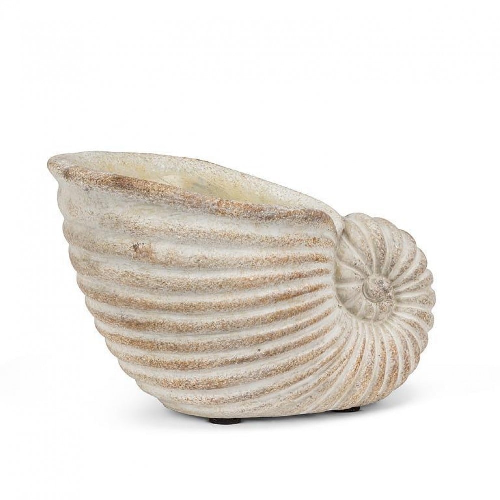 AB-27-SHELL-006-SM-Q01 6.5 in. Small Nautilus Planter, Gray