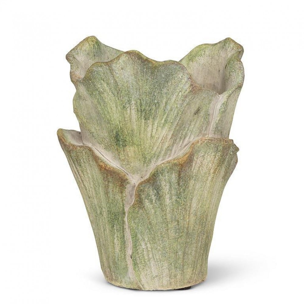 AB-27-LEAFY-015-SM 7 in. Small Furled Leaf Vase, Green