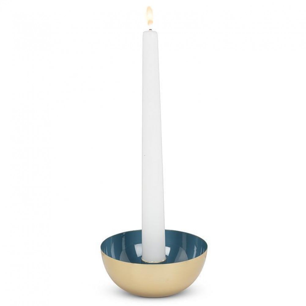 AB-92-AVALON-814-Q01 4 in. Enamel Pipe Taper Candle Holder, Blue