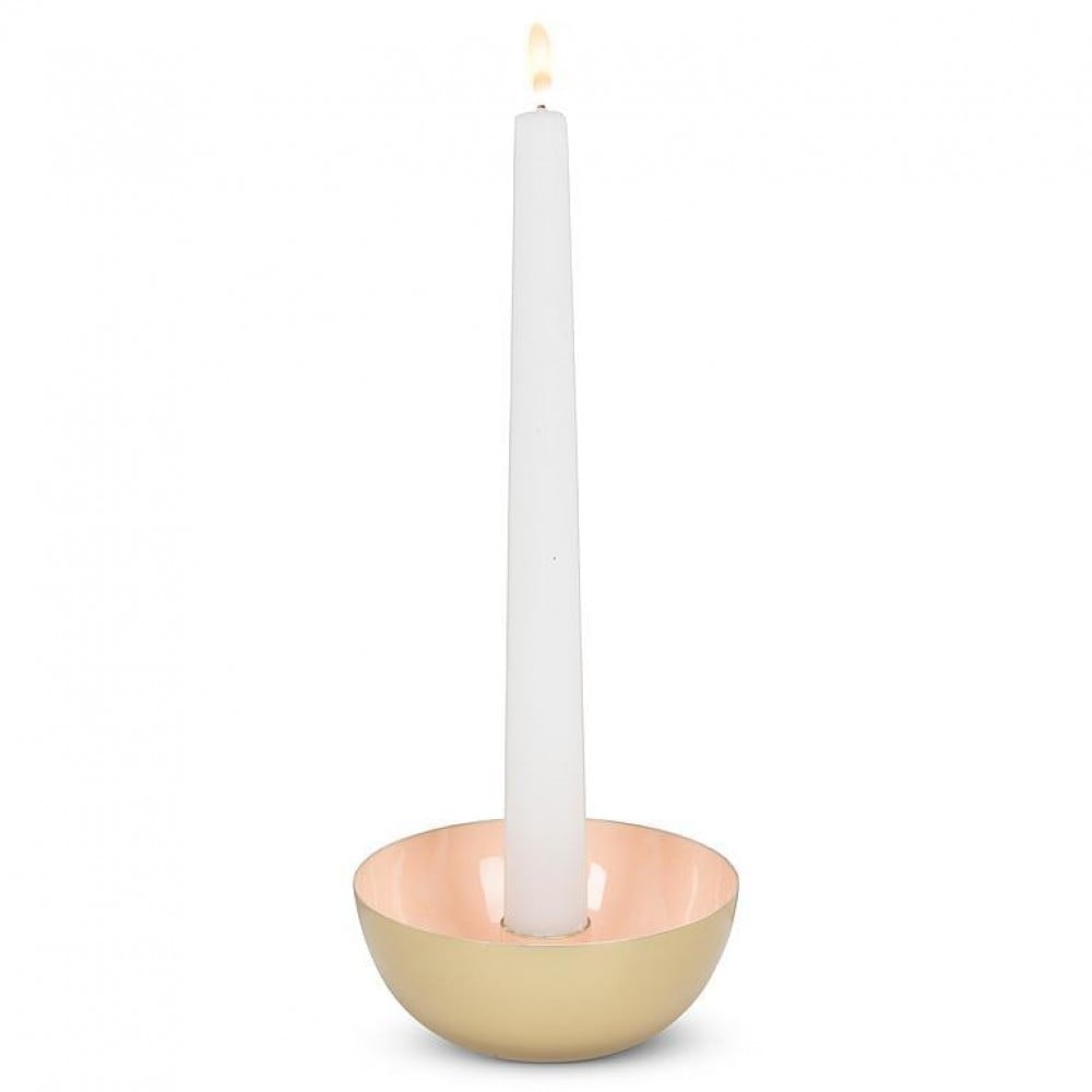 AB-92-AVALON-819-Q01 4 in. Enamel Pipe Taper Candle Holder, Peach