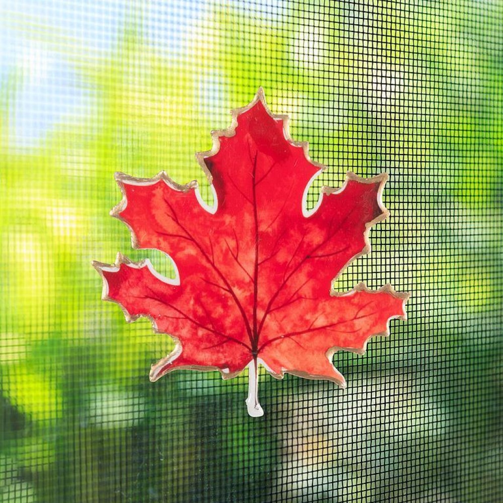 AB-37-SNAP-108-Q01 3 in. Maple Leaf 2 Sided Magnet, Red
