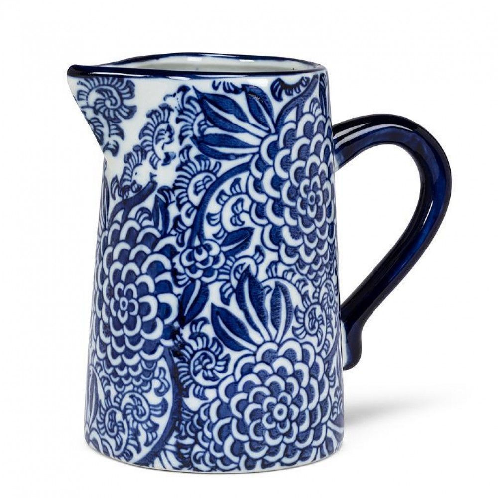 Picture of MDR Trading AB-27-INDIGO-003 22 oz Small Floral Jug, Blue & White