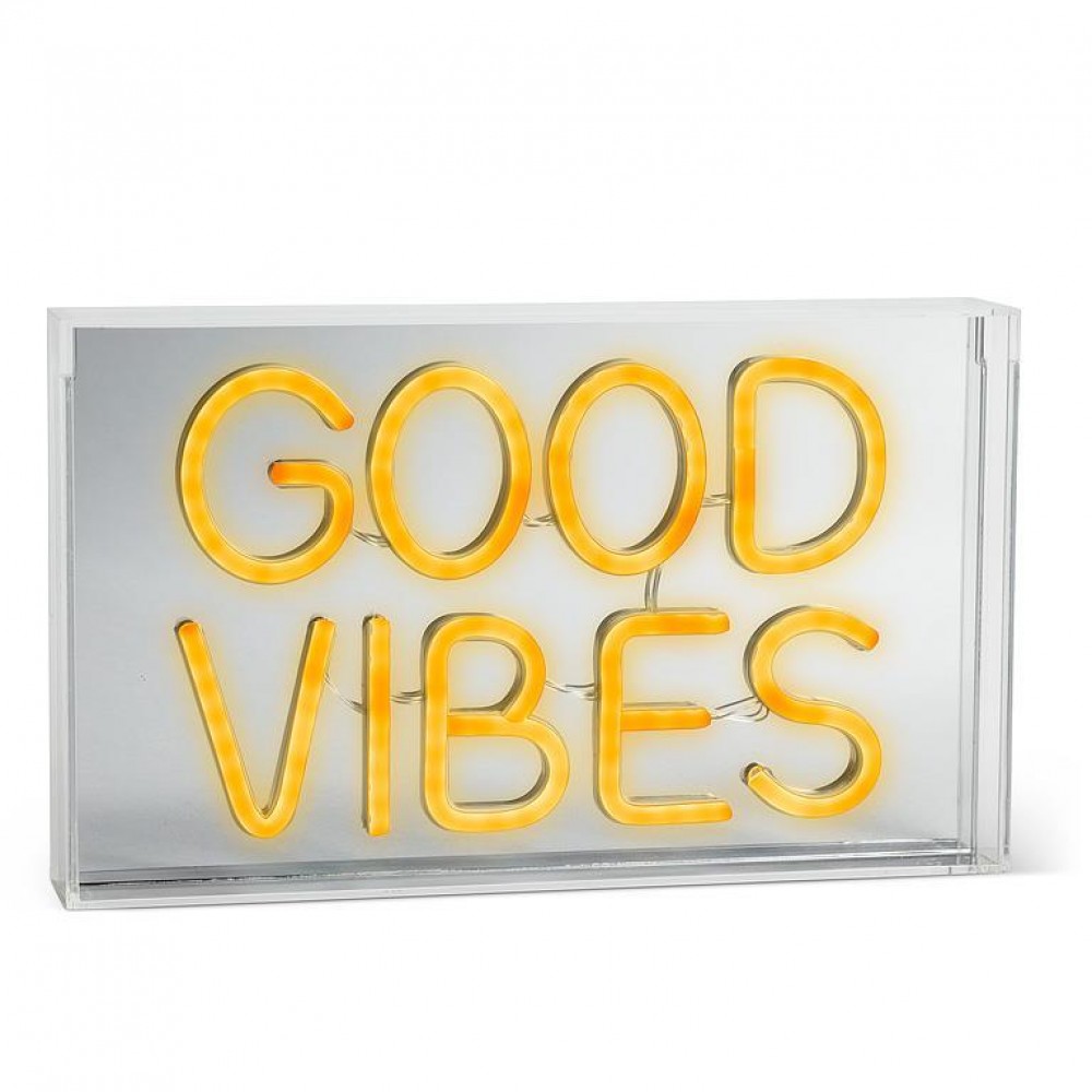 AB-27-NEON-003 7 x 12 in. Good Vibes Neon LED Sign, Yellow