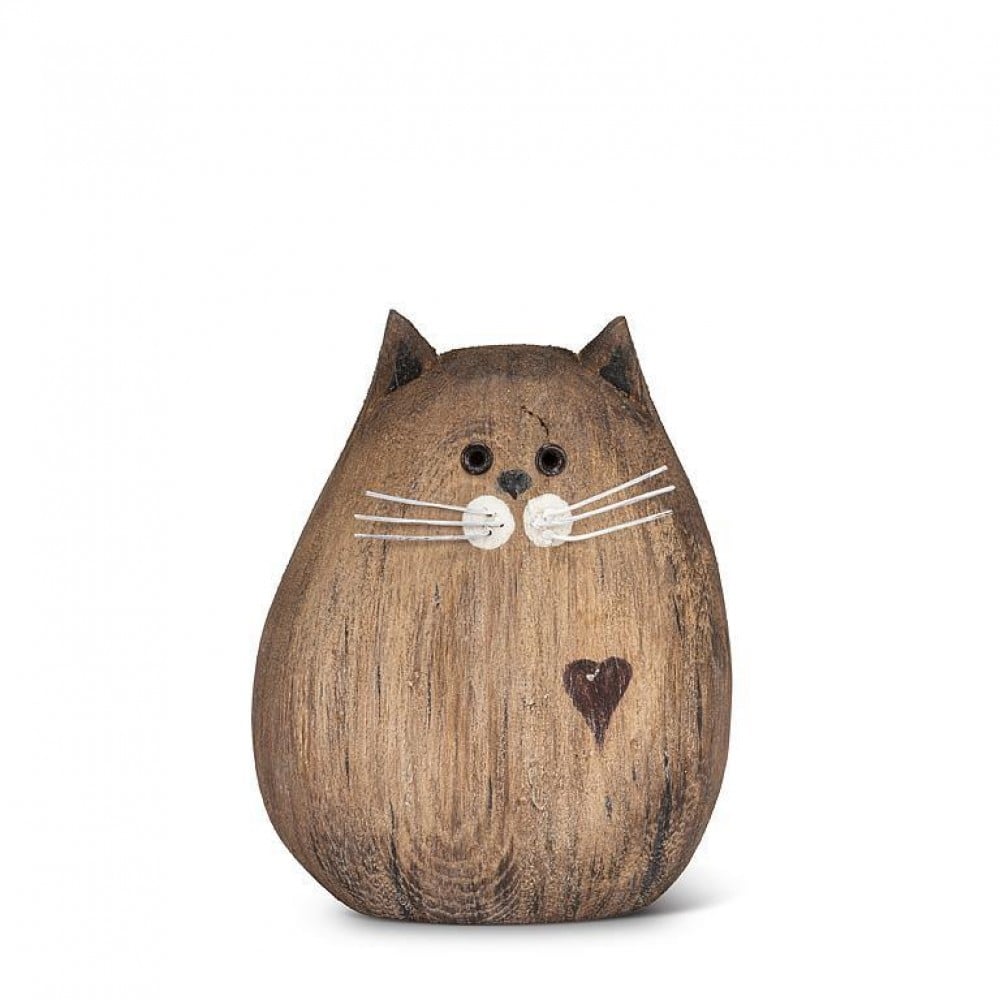 AB-27-SHORELINE-008-Q01 4.5 in. Cat Figurine, Natural - Medium