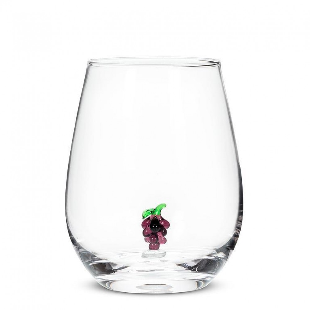 Picture of MDR Trading AB-27-VINO-507-Q01 20 oz Grape Bunch Stemless Wine Glass, Purple & Clear
