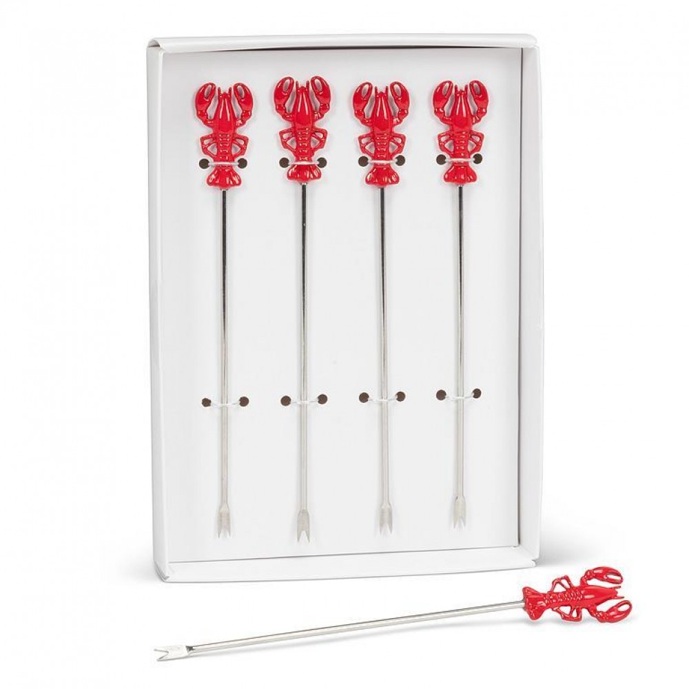 Picture of MDR Trading AB-27-PICK-522 4.5 in. Lobsters Cocktail Pick, Red & Silver - Set of 4