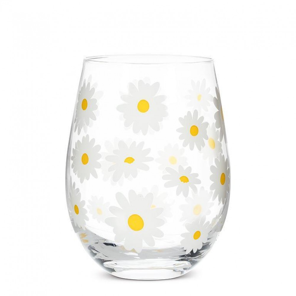 Picture of MDR Trading AB-27-PATIO-DAISY-Q01 14 oz Daisies Stemless Wine Glass, Clear & White