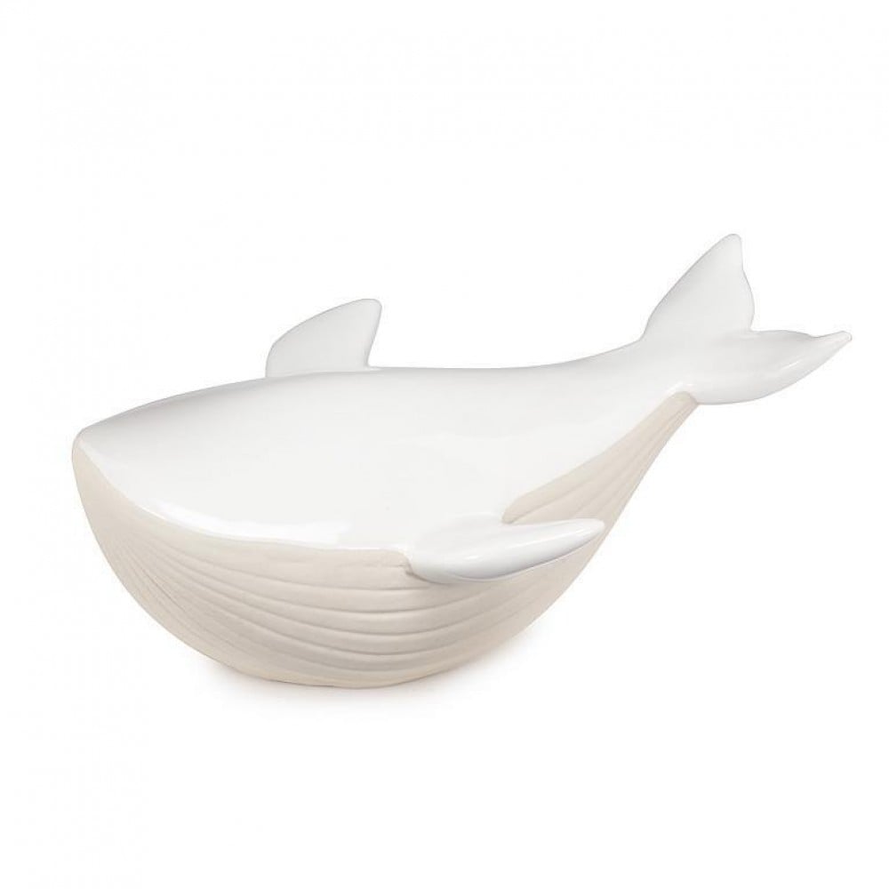 AB-27-NANTUCKET-131 7 in. Matte & Shiny Whale Figurine, White