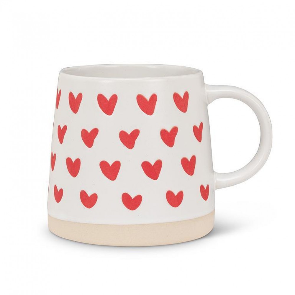 Picture of MDR Trading AB-27-ARTISAN-120-Q01 14 oz Wide Base with Hearts Mug, Ivory & Red
