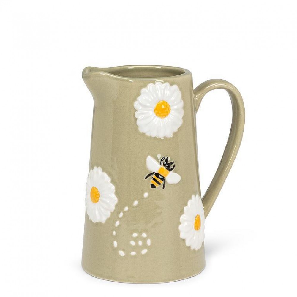 Picture of MDR Trading AB-27-CELADON-497 5.5 in. Daisies & Bee Jug, Pale Green
