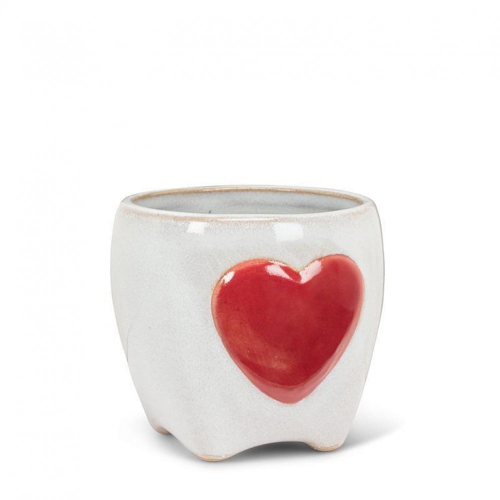 AB-27-HEARTBEAT-977-Q01 2.5 in. Small with Heart Planter, White & Red
