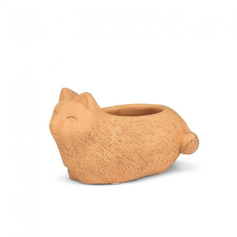 AB-27-GATTO-778-SM-Q01 6 in. Small Cat Planter, Terracotta