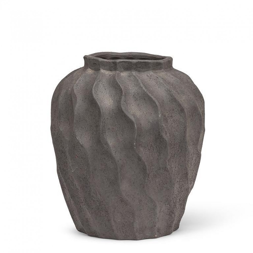 AB-27-POMPEII-804-SM 9 in. Small Textured Urn Vase, Dark Gray