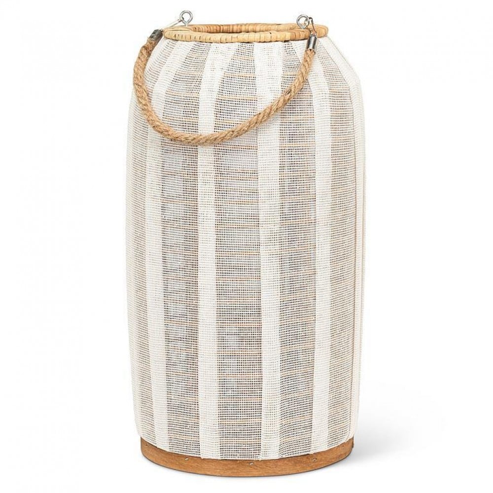 AB-27-TERRACE-087-Q01 18 in. Large Tall with Jute Handle Lantern, Ivory
