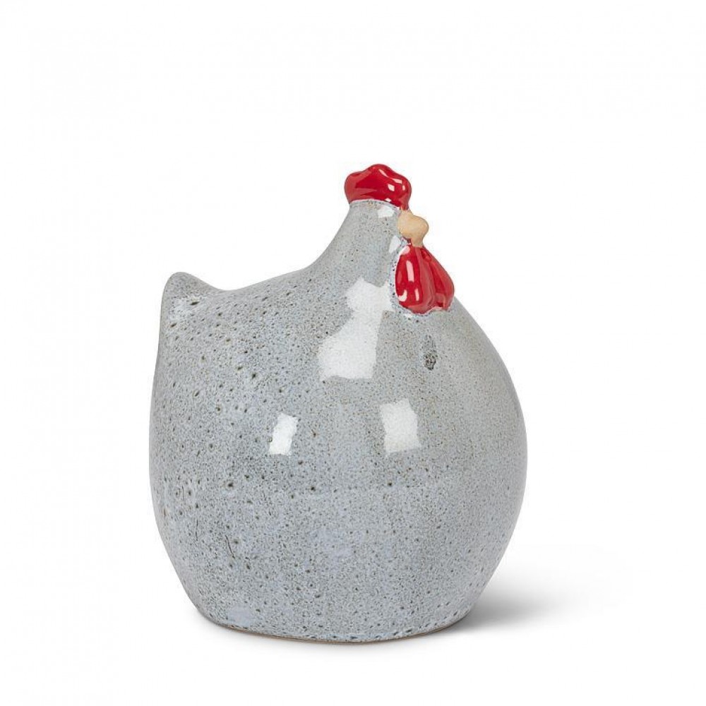 AB-27-PERKINS-233-SM 4.5 in. Round Chicken Figurine, Gray - Small