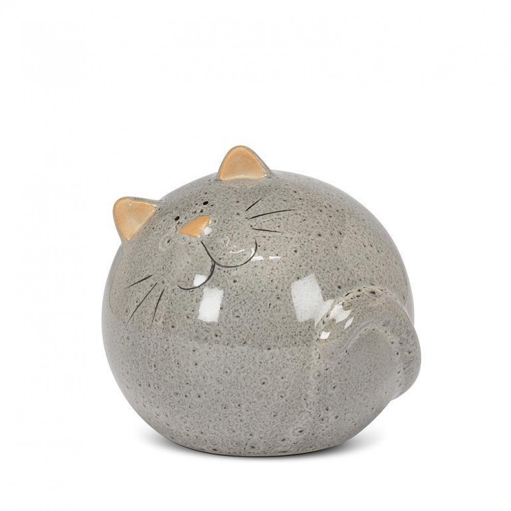 AB-27-OLIVER-007-Q01 3.5 in. Round Cat Figurine, Gray - Small