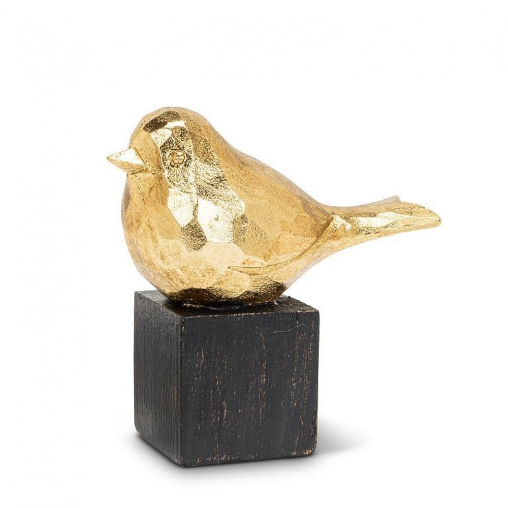 AB-20-CURIO-02 3.5 in. Sparrow on Base Figurine, Gold & Black - Small