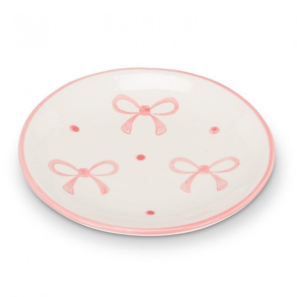 AB-27-BELLE-019-Q01 4 in. Small with Bows Dish, Ivory & Pink