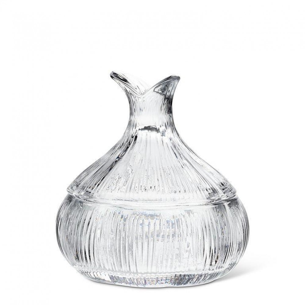 AB-27-GARLIC-502 4 in. Garlic Shaped with Lid Dish, Clear