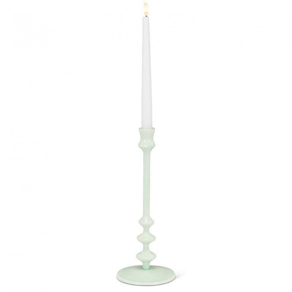 AB-38-PASTEL-668-BLU 12.5 in. Turned Taper Candle Holder, Blue
