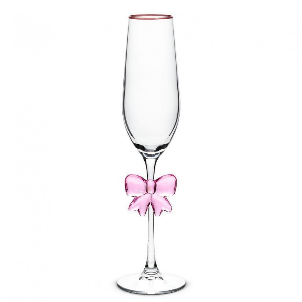 Picture of MDR Trading AB-27-CHARMING-FLUTE-Q01 10 in. Flute with Large Bow Glass, Clear & Pink