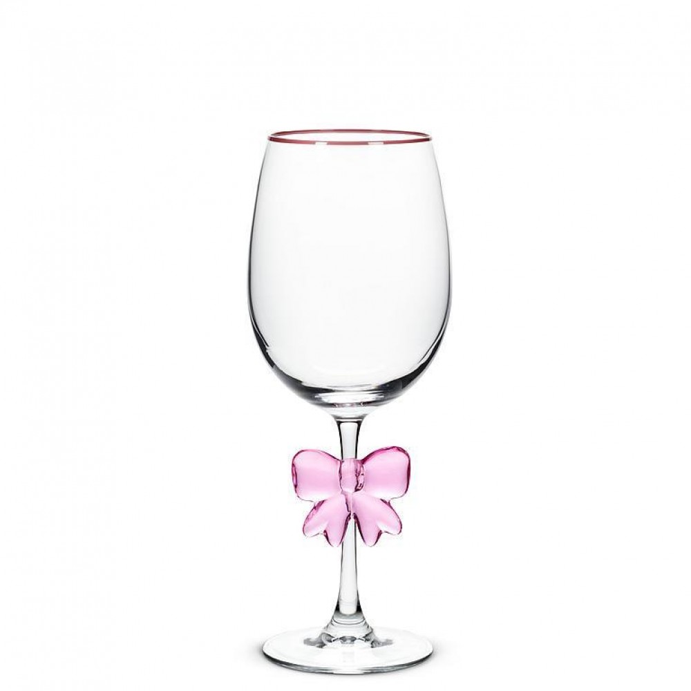 Picture of MDR Trading AB-27-CHARMING-GOB-Q01 16 oz Stemmed with Large Bow Goblet, Clear & Pink