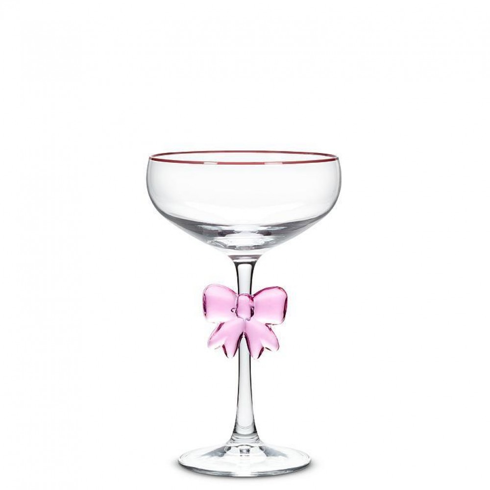 Picture of MDR Trading AB-27-CHARMING-COUPE-Q01 7 in. Coupe with Large Bow Glass, Clear & Pink