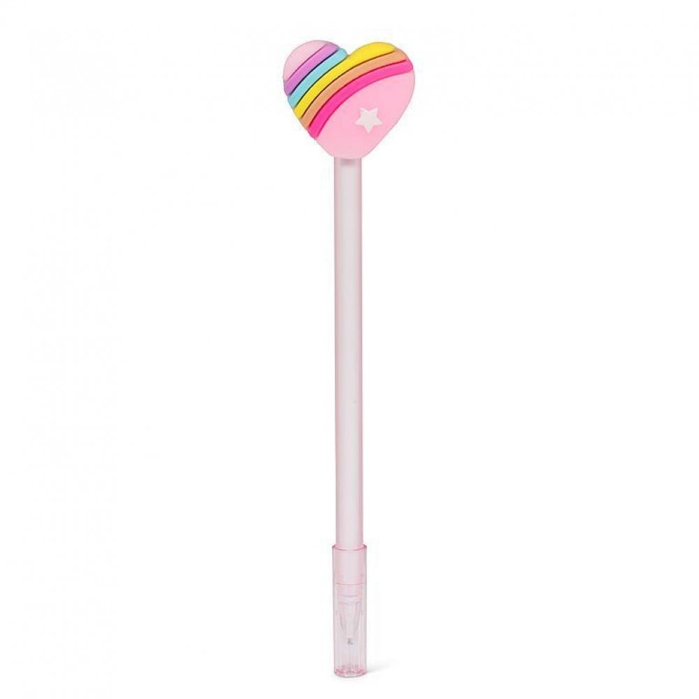 AB-27-SCRIBBLE-40-Q01 7 in. Rainbow Heart Pen, Pink