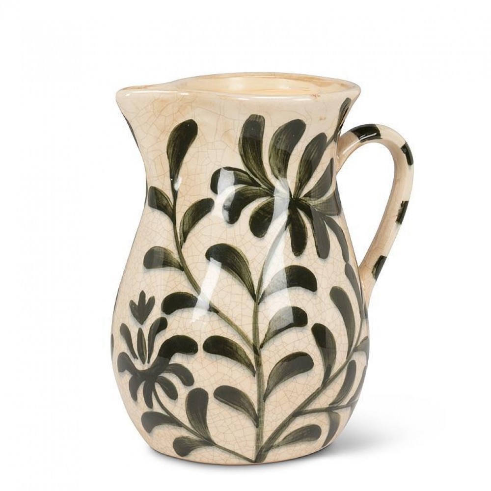 Picture of MDR Trading AB-27-UMBRIA-512 56 oz Small Frond Curvy Jug, Ivory & Green
