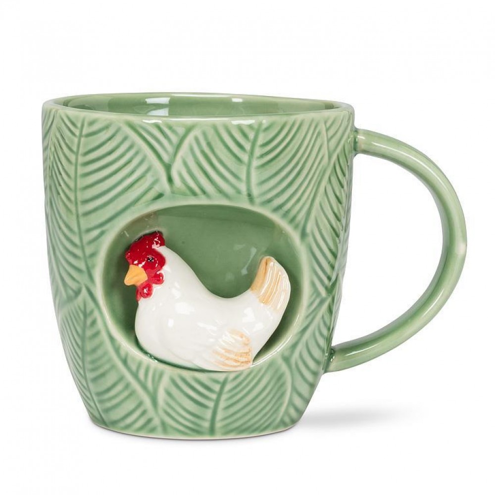 Picture of MDR Trading AB-27-ALCOVE-201-Q01 12 oz Leafy with Chicken Mug, Green & White