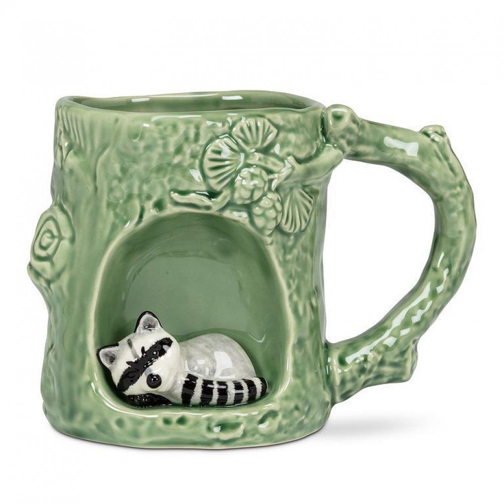 Picture of MDR Trading AB-27-ALCOVE-198-Q01 12 oz Tree Look with Raccoon Mug, Green & Gray