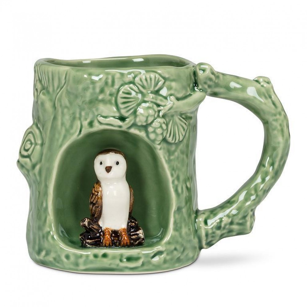 Picture of MDR Trading AB-27-ALCOVE-199-Q01 12 oz Tree Look with Barn Owl Mug, Green & White
