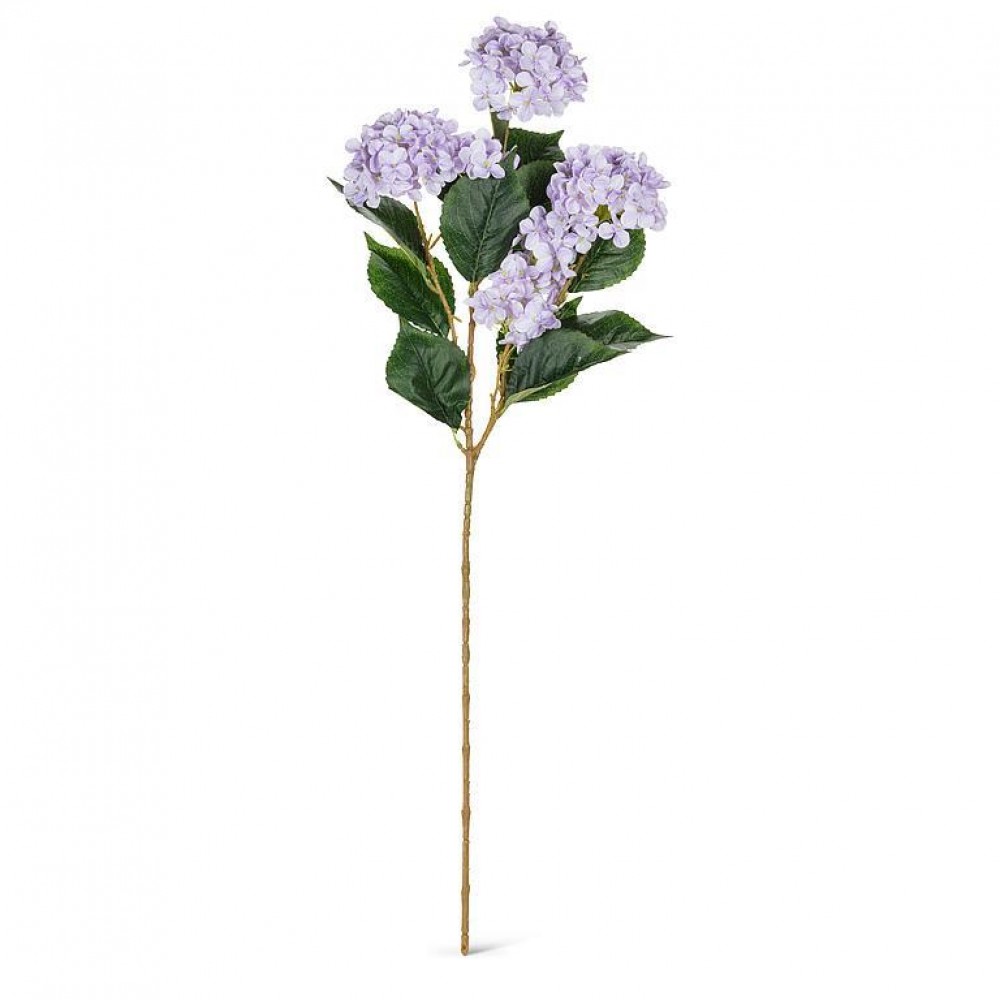 AB-27-GISELLE-255-PUR-Q01 32 in. 6 Bloom Real Touch Hydrangea Branch Artificial Flower, Purple & Green