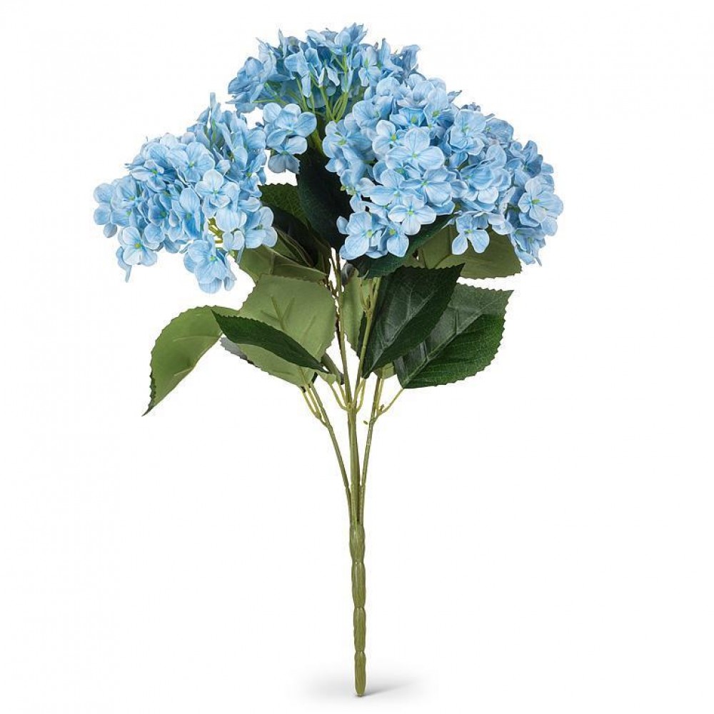 AB-27-GISELLE-260-BLU 18 in. 5 Bloom Real Touch Hydrangea Bouquet Artificial Flowers, Blue & Green