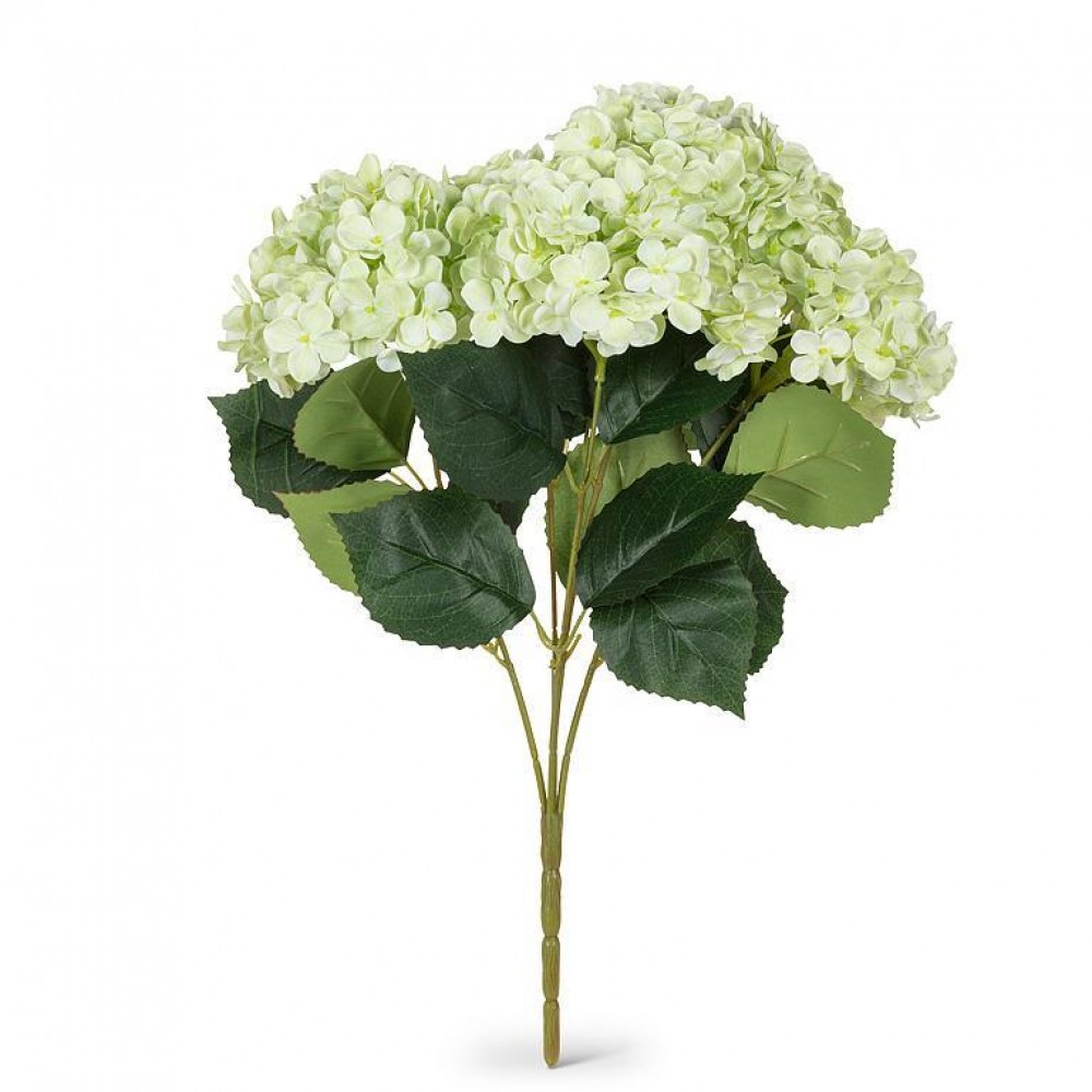 AB-27-GISELLE-260-GRN 18 in. 5 Bloom Real Touch Hydrangea Bouquet Artificial Flowers, Green