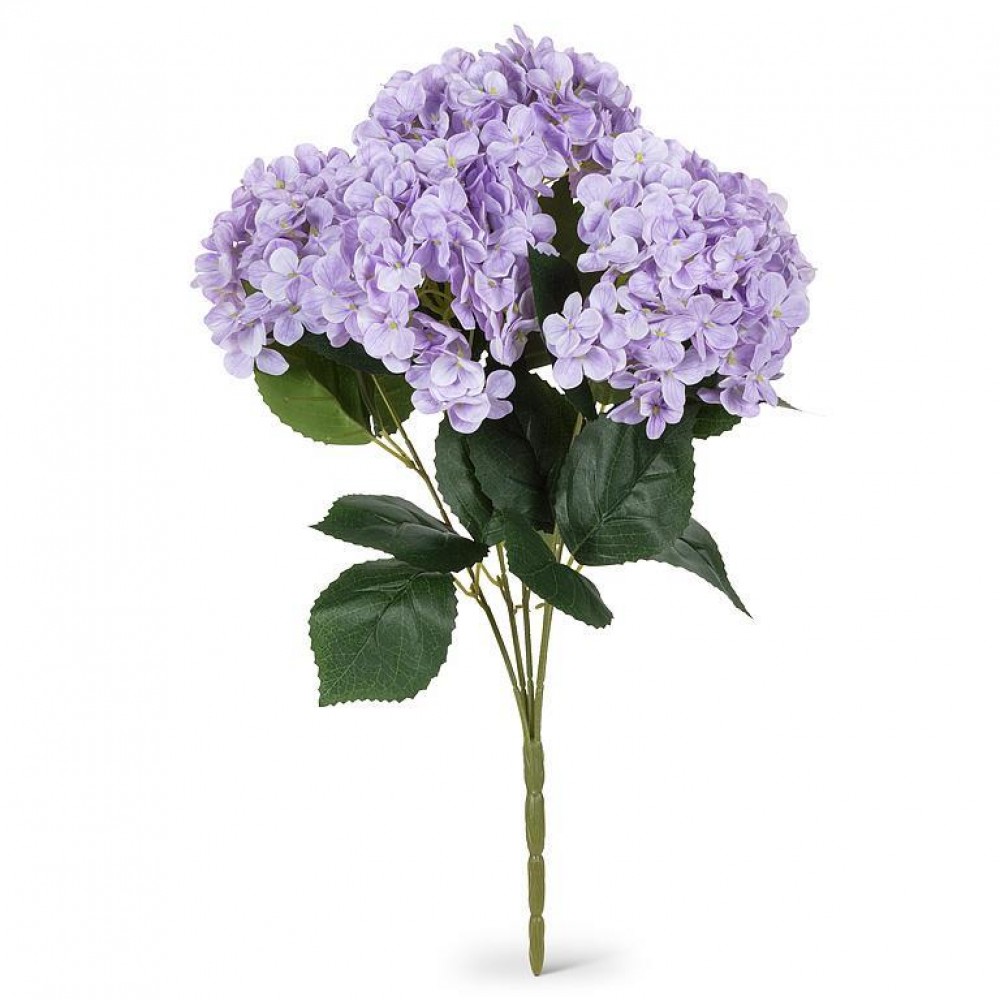 AB-27-GISELLE-260-PUR 18 in. 5 Bloom Real Touch Hydrangea Bouquet Artificial Flowers, Purple & Green