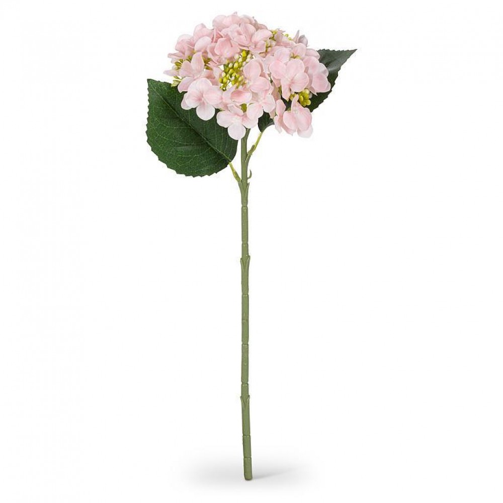 AB-27-GISELLE-262-PNK-Q01 17 in. Single Real Touch Hydrangea Bloom Artificial Flower, Pink & Green