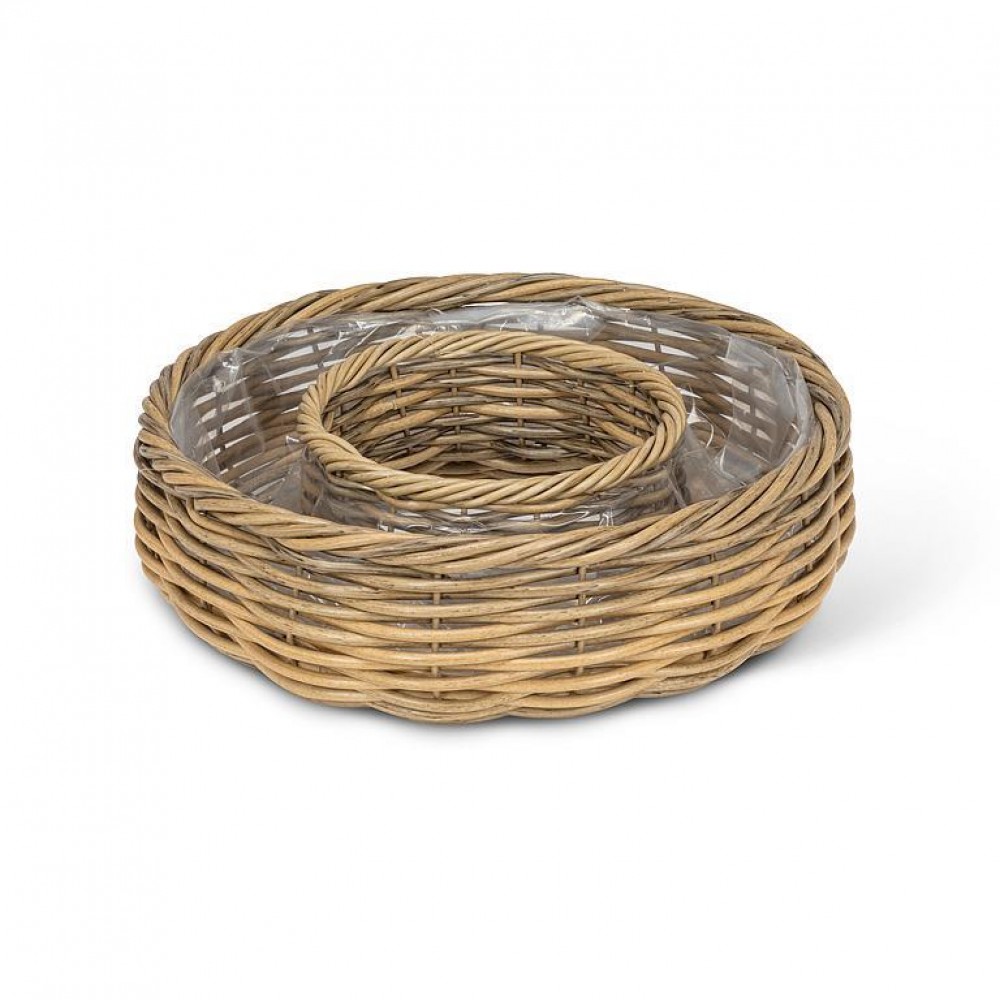 AB-27-BASKETRY-044 14 in. Open Ring Basket & Planter, Natural