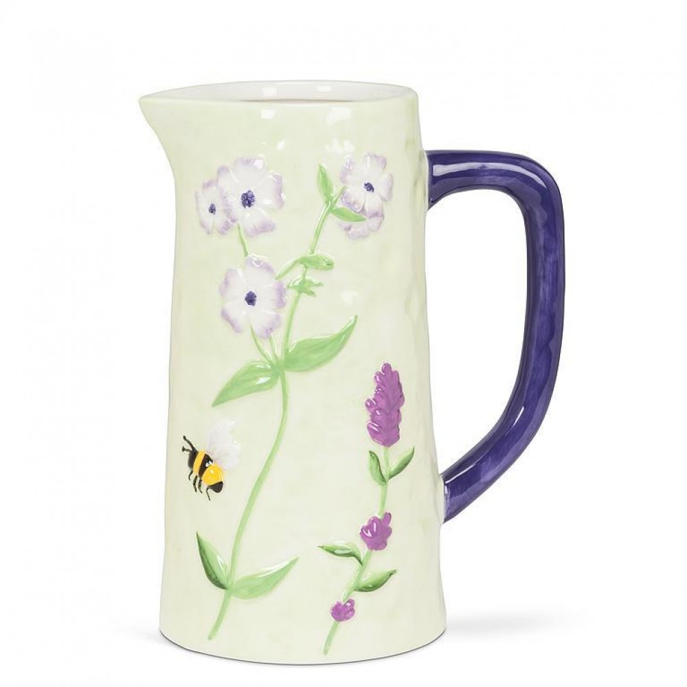 Picture of MDR Trading AB-27-MONET-024 38 oz Small Floral with Bee Jug, Green & Purple