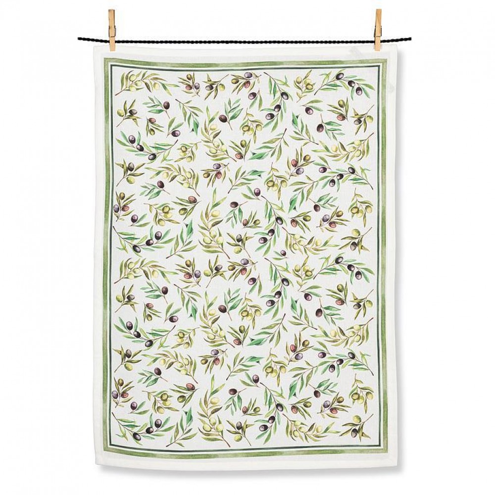 Picture of MDR Trading AB-56-KT-CYPRUS 20 x 28 in. Olives & Leaves Tea Towel, White & Green