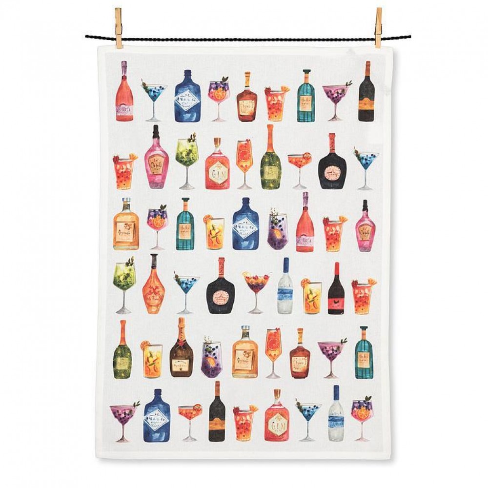 Picture of MDR Trading AB-56-KT-NIGHTCAP 20 x 28 in. Bottles & Cocktails Tea Towel, Multi Color