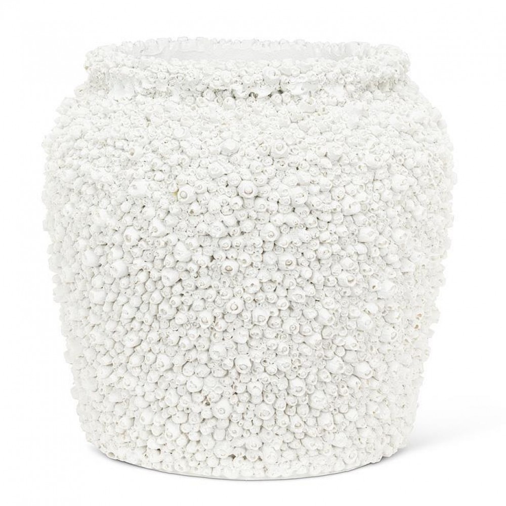 AB-27-BARNACLE-275-MD 8.5 in. Medium Allover Barnacle Vase, White